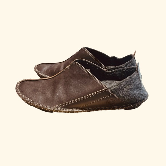 Timberland Mens Anti-fatigue Brown Leather Shoes Sz 9M Indoor/Outdoor Slippers - Picture 1 of 8